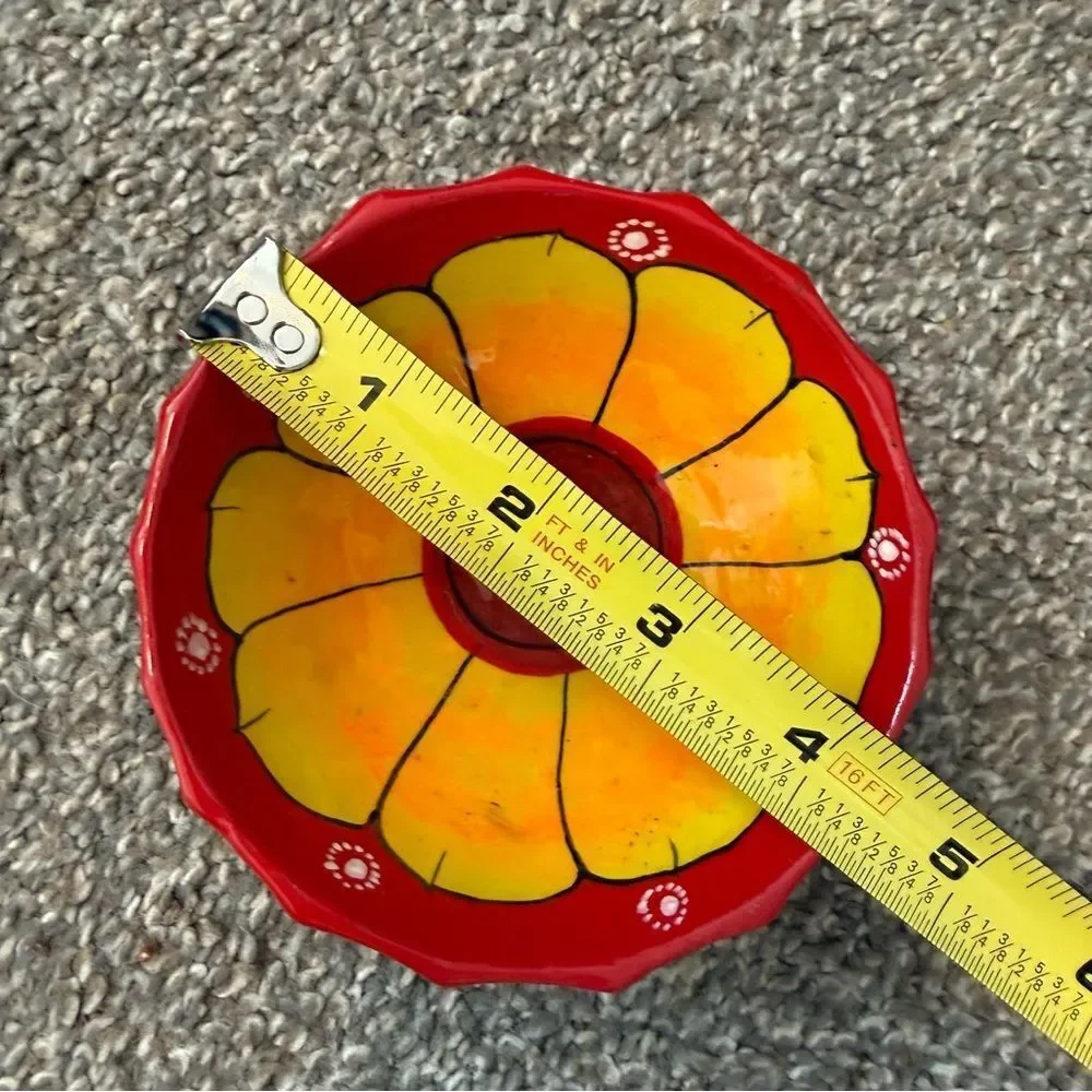 Mexican Floral Trinket Bowl Talavera Red Sunflower Small